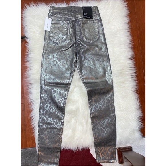 New J Brand Leenah metallic snakeskin python animal print high rise coated jeans - Picture 4 of 5
